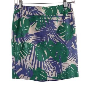 LOFT Petites Tropical Palm Leaf Pencil Skirt 00P Coastal‎ Resort Preppy Tropical